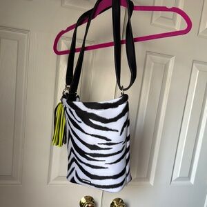 NWOT Black and White Zebra Print Neoprene Women Bag